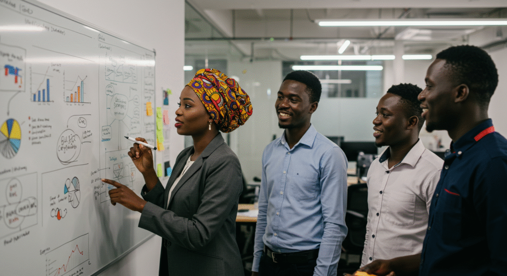 Brainstorming dans un bureau africain