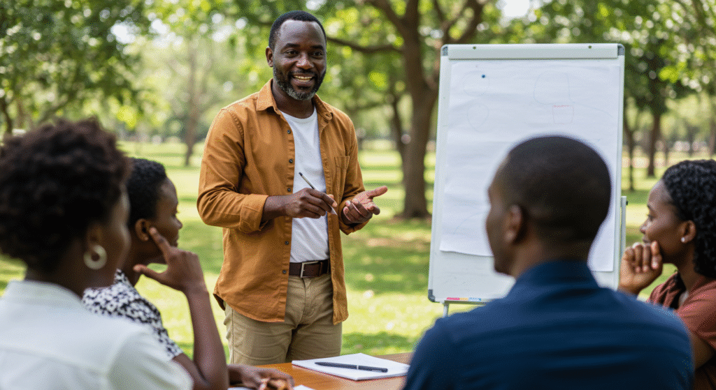 Atelier de développement d’équipe performant avec coach africain.