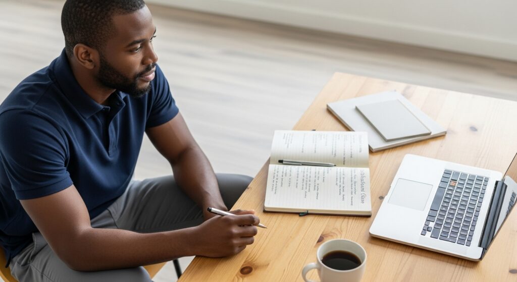 Logisticien africain assistant à une formation continue en ligne.